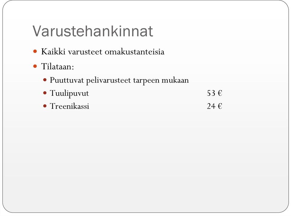 Tilataan: Puuttuvat