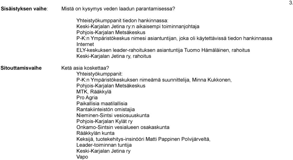 hankinnassa Internet ELY-keskuksen leader-rahoituksen asiantuntija Tuomo Hämäläinen, rahoitus Keski-Karjalan Jetina ry, rahoitus Ketä asia koskettaa?