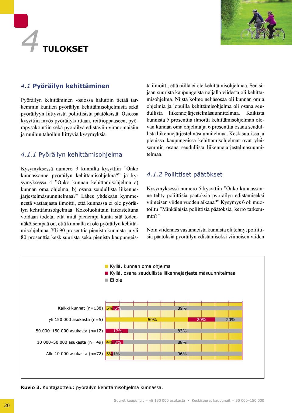 1 Pyöräilyn kehittämisohjelma Kysymyksessä numero 3 kunnilta kysyttiin Onko kunnassanne pyöräilyn kehittämisohjelma?
