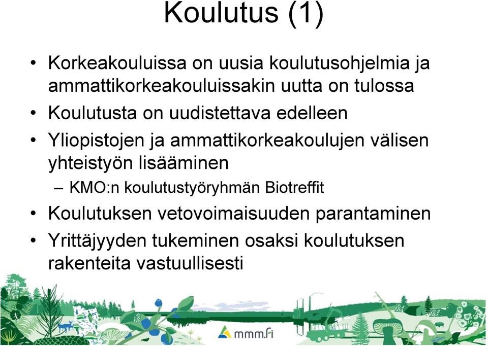 ammattikorkeakoulujen välisen yhteistyön lisääminen KMO:n koulutustyöryhmän Biotreffit