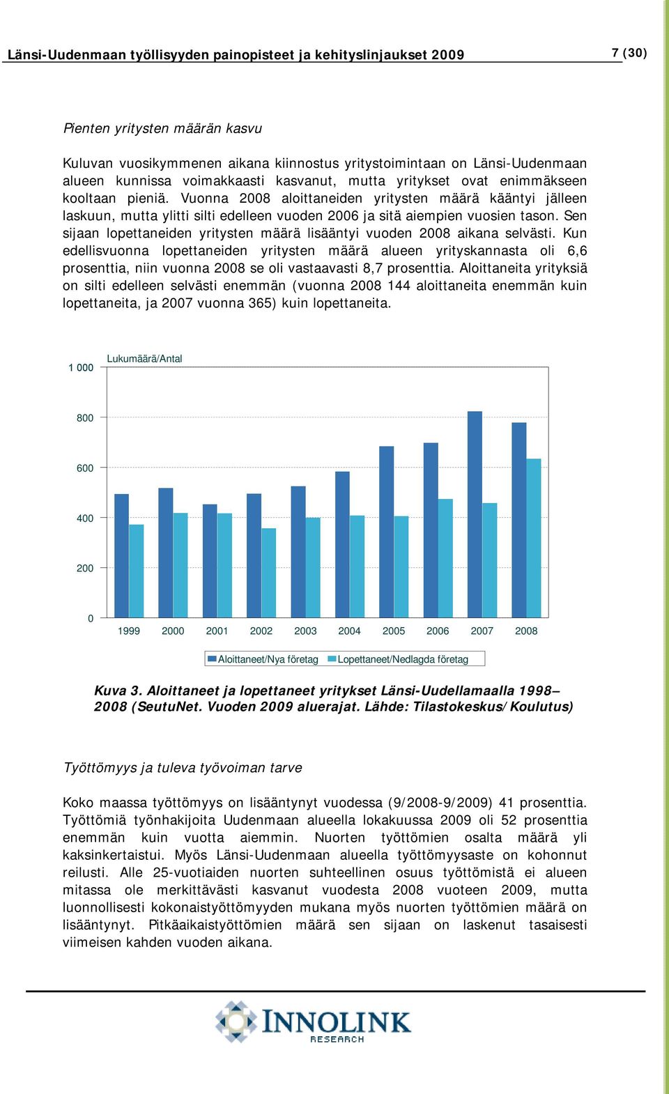 Vuonna 2008 aloittaneiden yritysten määrä kääntyi jälleen laskuun, mutta ylitti silti edelleen vuoden 2006 ja sitä aiempien vuosien tason.