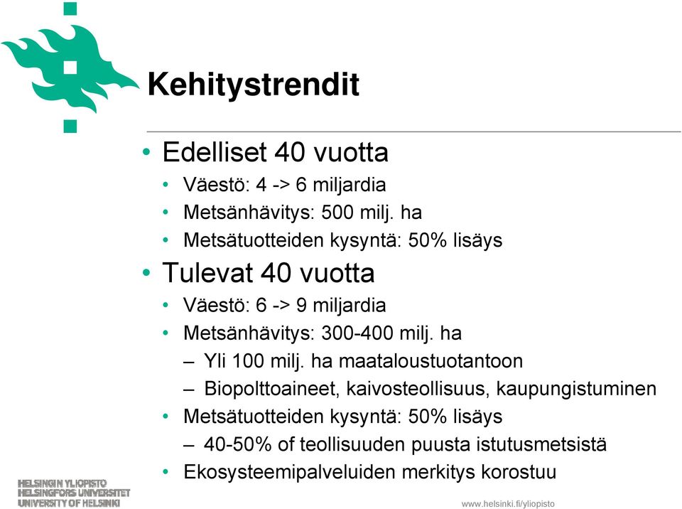 300-400 milj. ha Yli 100 milj.