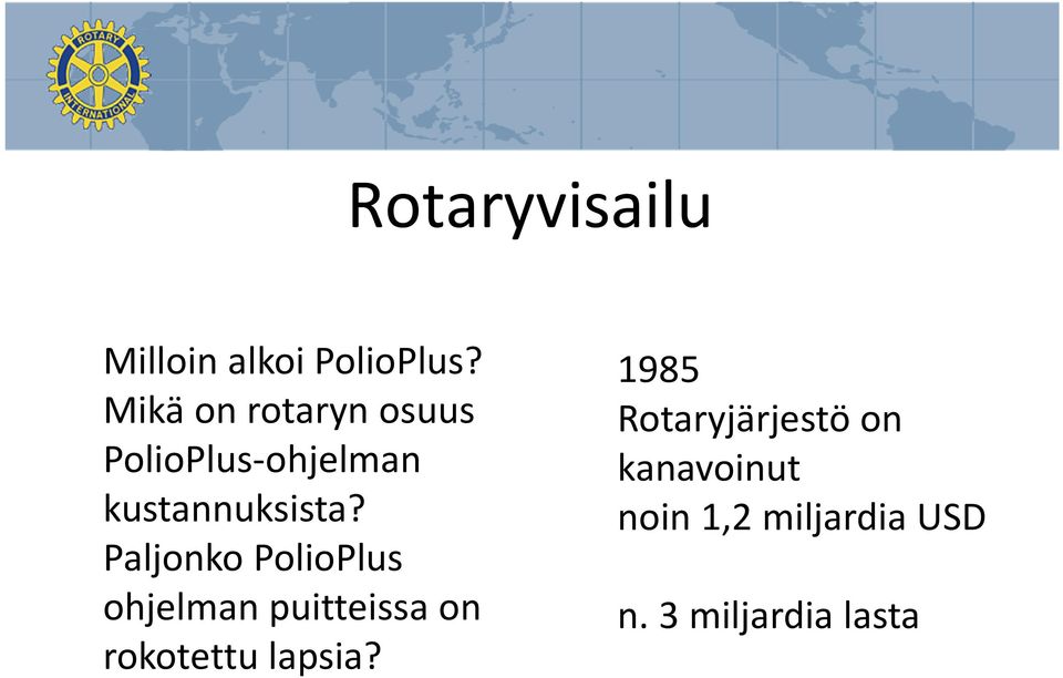 Paljonko PolioPlus ohjelman puitteissa on rokotettu lapsia?