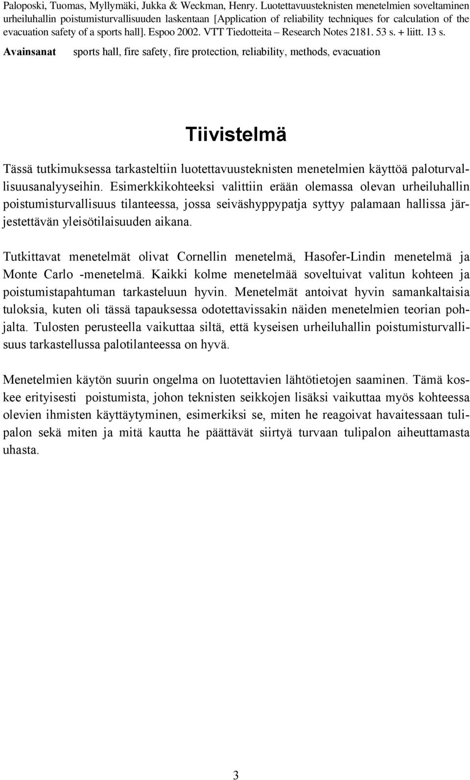 VTT Tiedotteita Reeach Note 8. 53. liitt. 3.