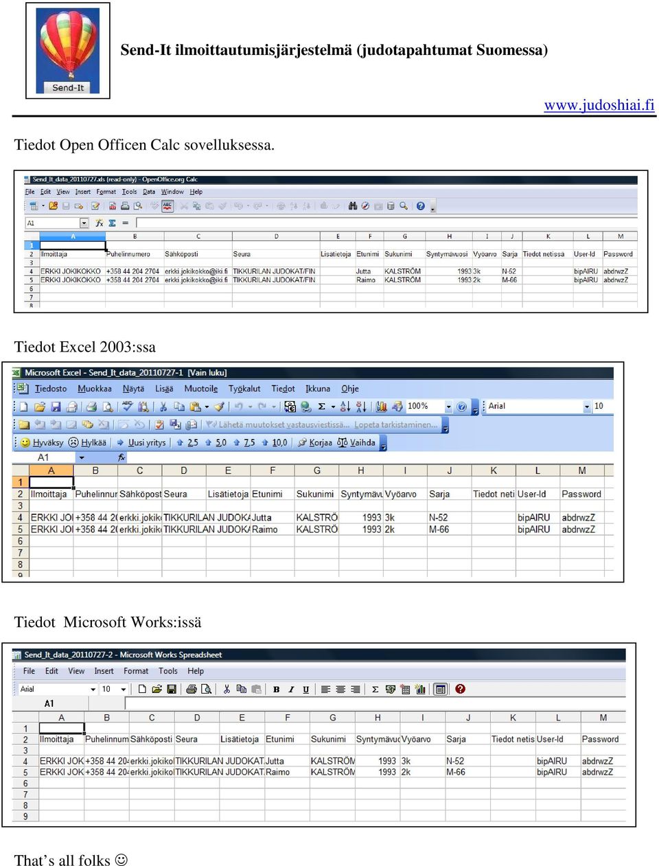 Tiedot Excel 2003:ssa