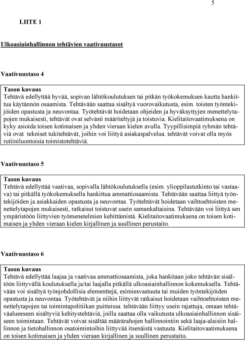 Työtehtävät hoidetaan ohjeiden ja hyväksyttyjen menettelytapojen mukaisesti, tehtävät ovat selvästi määriteltyjä ja toistuvia.