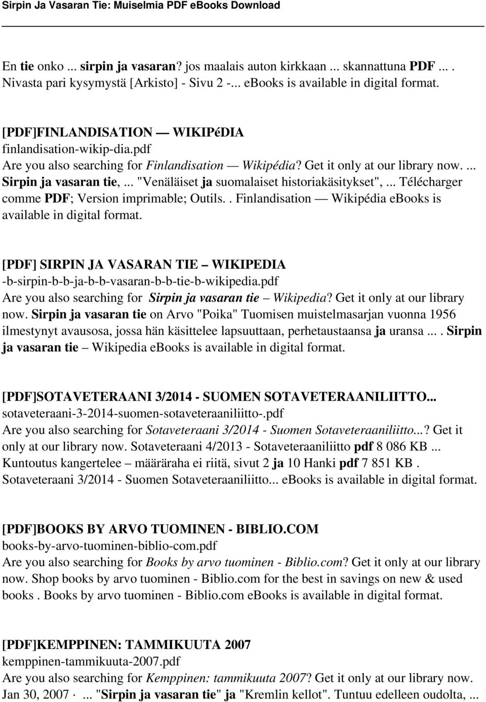 .. "Venäläiset ja suomalaiset historiakäsitykset",... Télécharger comme PDF; Version imprimable; Outils.. Finlandisation Wikipédia ebooks is available in digital format.