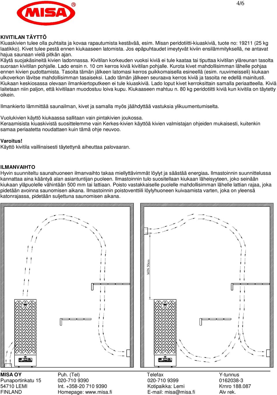 Kivitilan korkeuden vuoksi kiviä ei tule kaataa tai tiputtaa kivitilan yläreunan tasolta suoraan kivitilan pohjalle. Lado ensin n. 10 cm kerros kiviä kivitilan pohjalle.