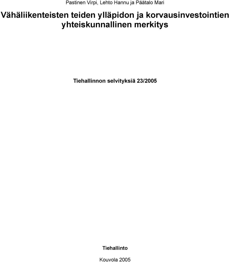 merkitys Tiehallinnon