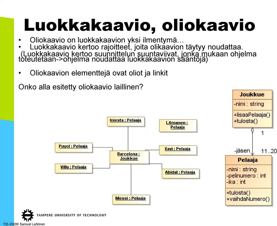 (Luokkakaavio kertoo suunnittelun suuntaviivat, jonka mukaan ohjelma