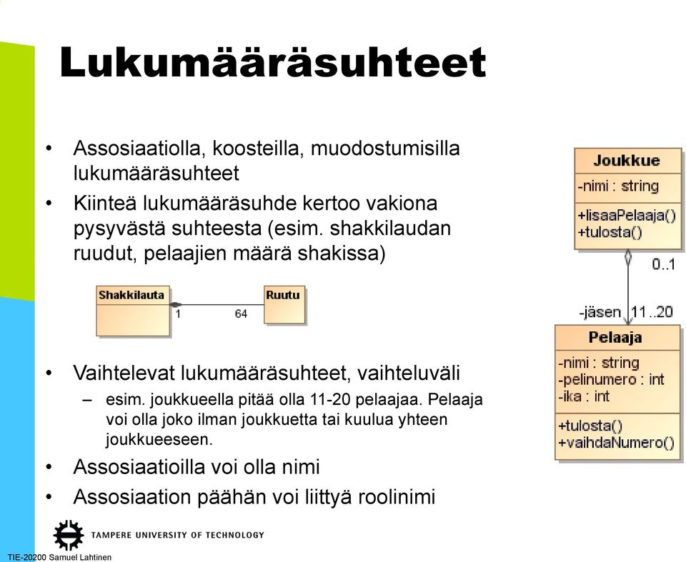 shakkilaudan ruudut, pelaajien määrä shakissa) Vaihtelevat lukumääräsuhteet, vaihteluväli esim.