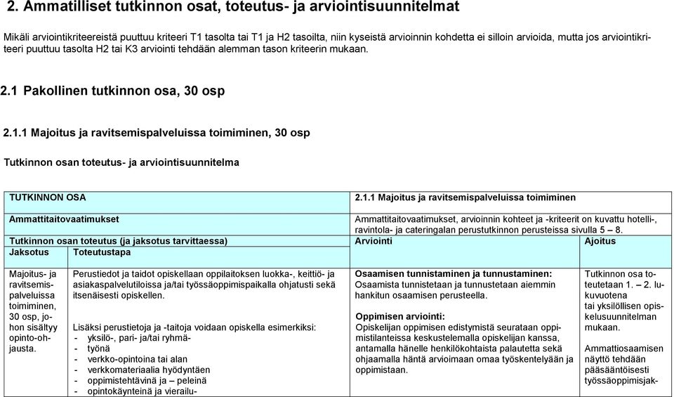 Pakollinen tutkinnon osa, 30 osp 2.1.