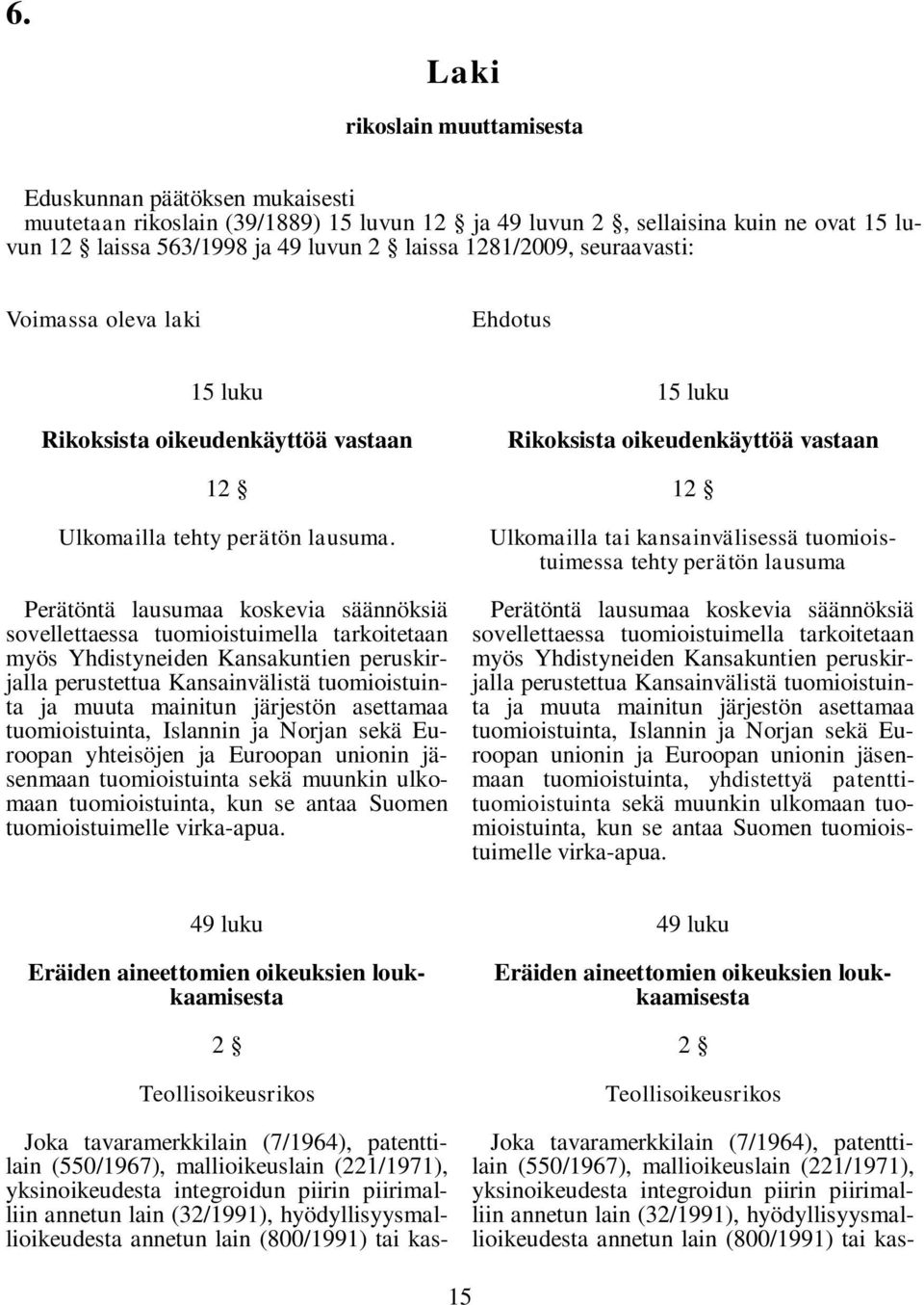 Perätöntä lausumaa koskevia säännöksiä sovellettaessa tuomioistuimella tarkoitetaan myös Yhdistyneiden Kansakuntien peruskirjalla perustettua Kansainvälistä tuomioistuinta ja muuta mainitun järjestön