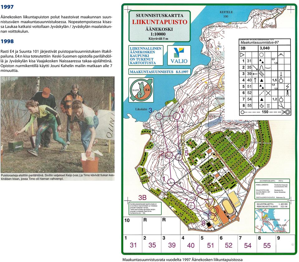 1998 Rasti E4 ja Suunta 101 järjestivät puistoparisuunnistuksen iltakilpailuna.