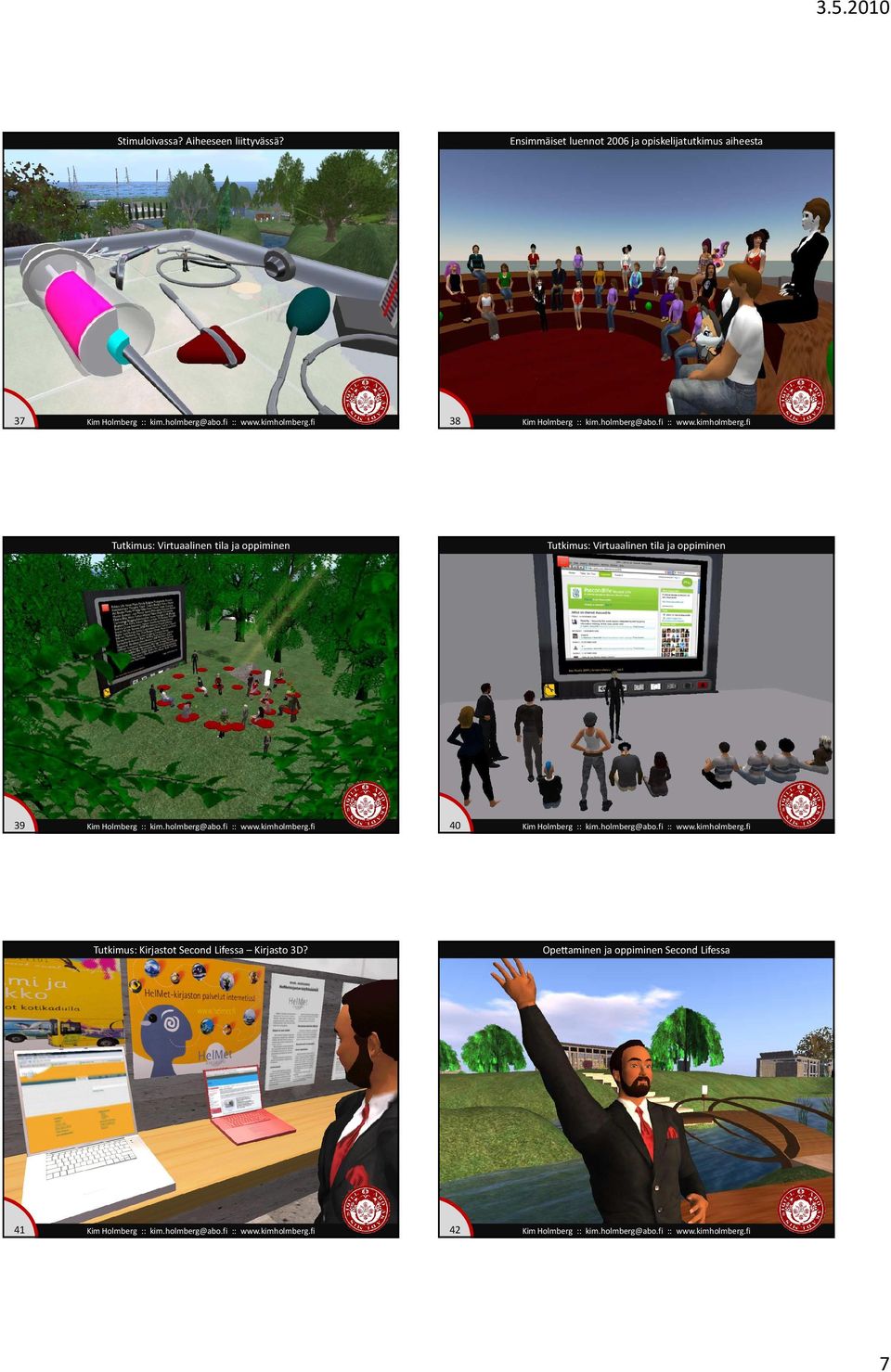 Virtuaalinen tila ja oppiminen 39 Tutkimus: Virtuaalinen tila ja