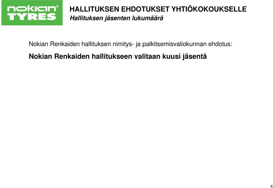 palkitsemisvaliokunnan ehdotus: Nokian