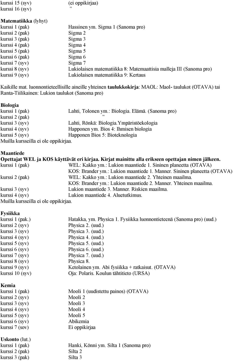 Lukiolaisen matematiikka 9: Kertaus Kaikille mat.