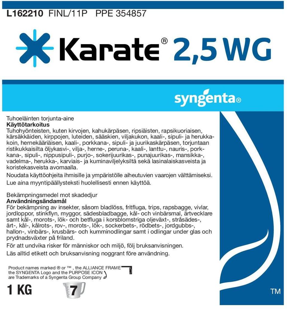 porkkana-, sipuli-, nippusipuli-, purjo-, sokerijuurikas-, punajuurikas-, mansikka-, vadelma-, herukka-, karviais- ja kuminaviljelyksiltä sekä lasinalaiskasveista ja koristekasveista avomaalla.