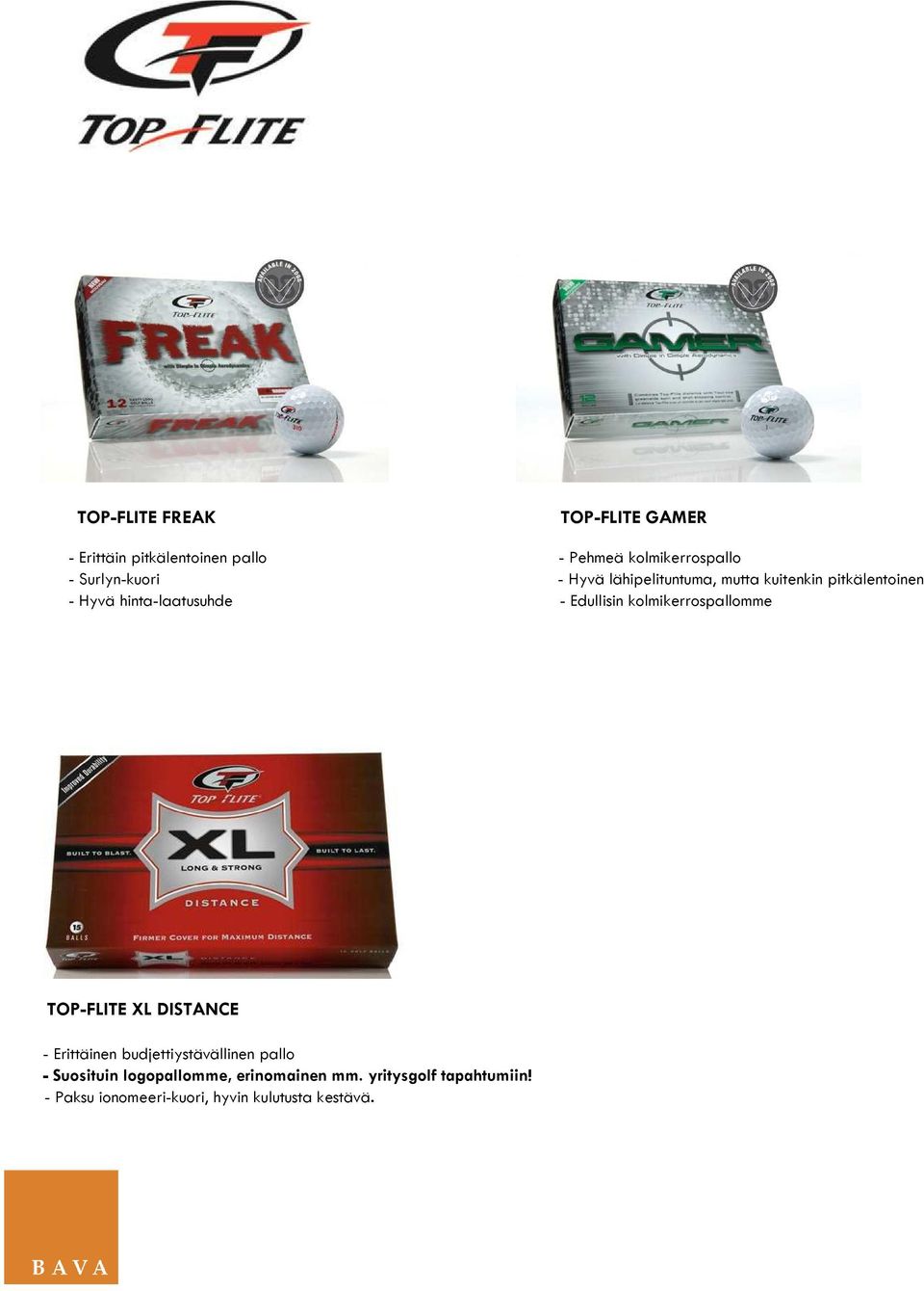 Edullisin kolmikerrospallomme TOP-FLITE XL DISTANCE - Erittäinen budjettiystävällinen pallo -