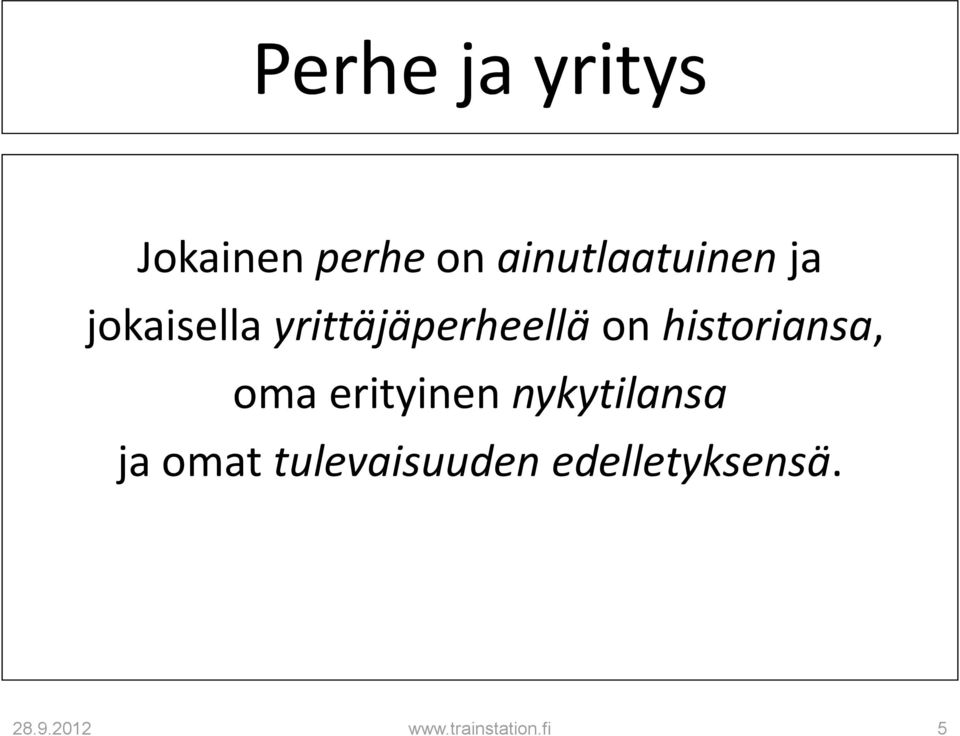 yrittäjäperheellä on historiansa, oma