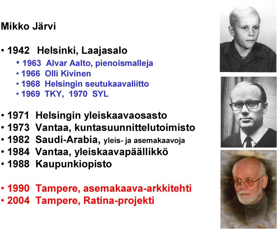 Vantaa, kuntasuunnittelutoimisto 1982 Saudi Arabia, yleis ja asemakaavoja 1984 Vantaa,