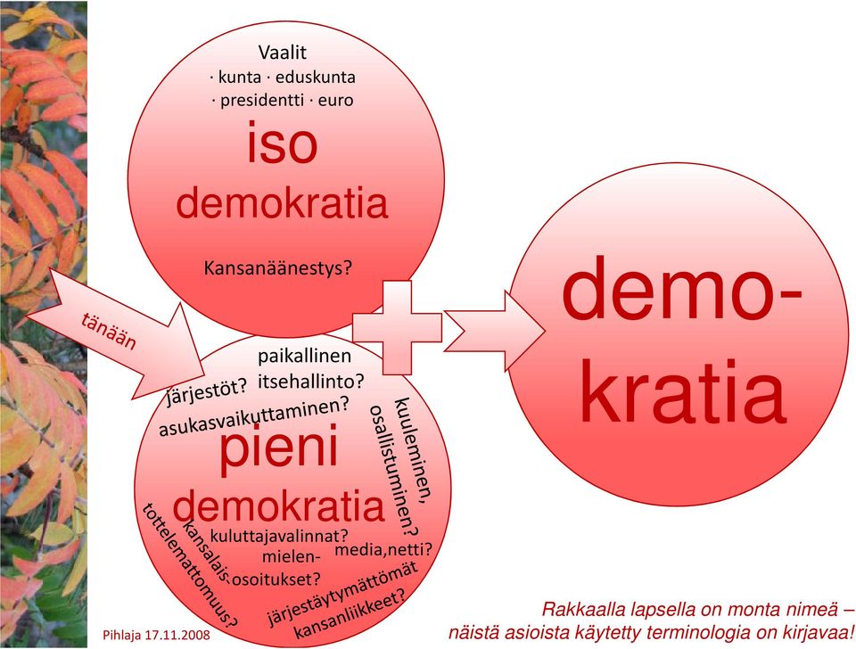 pieni demokratia kratia kuluttajavalinnat? mielenosoitukset?