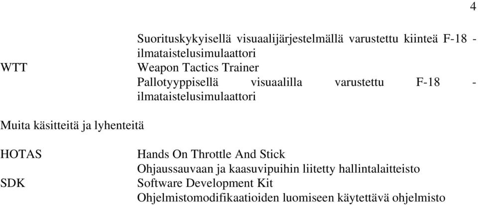 käsitteitä ja lyhenteitä HOTAS SDK Hands On Throttle And Stick Ohjaussauvaan ja kaasuvipuihin