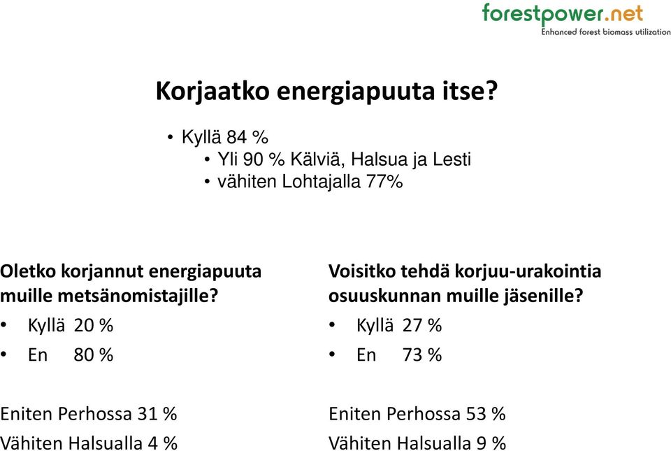 energiapuuta Viitk Voisitko tehdä korjuu urakointia k muille metsänomistajille?