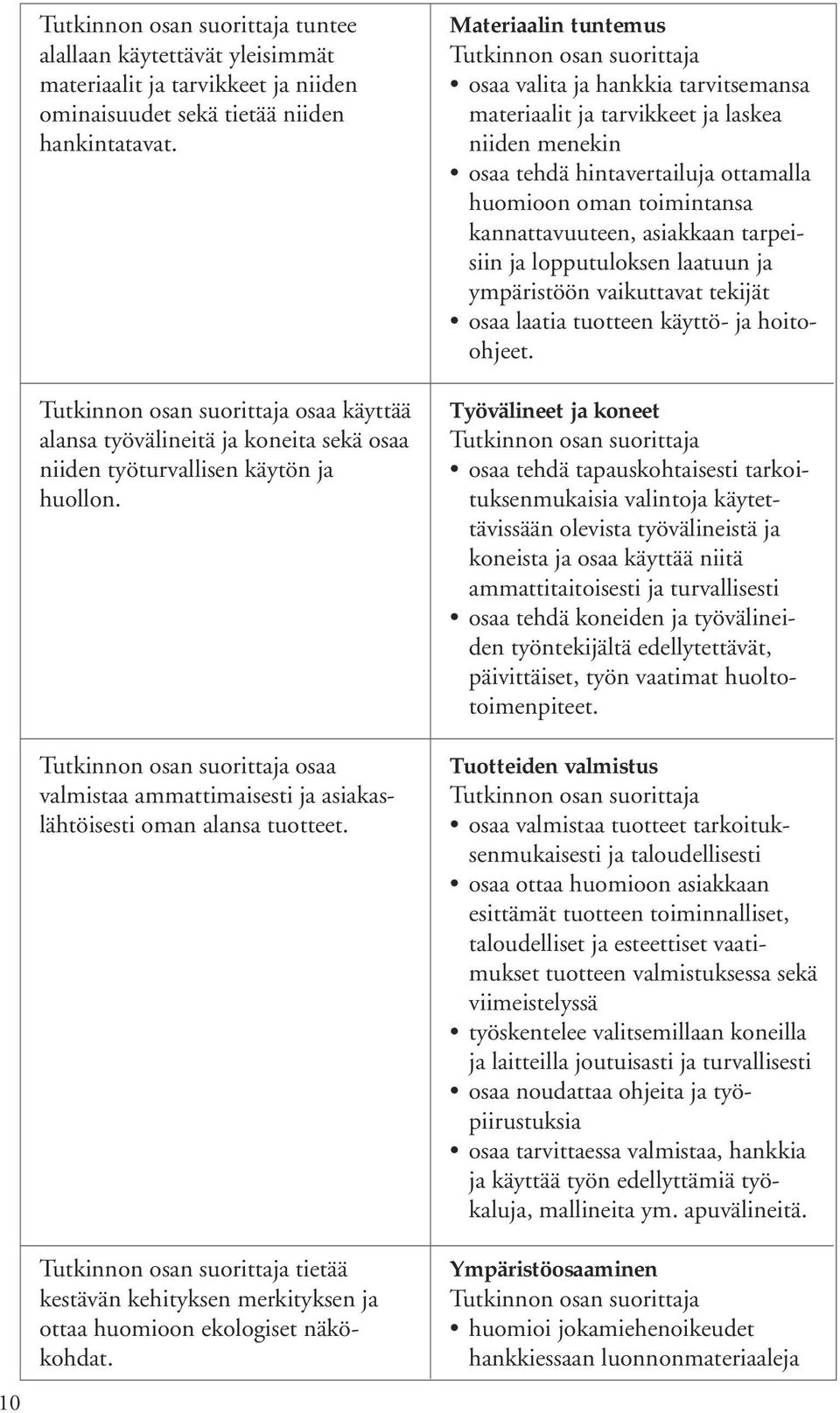 tietää kestävän kehityksen merkityksen ja ottaa huomioon ekologiset näkökohdat.