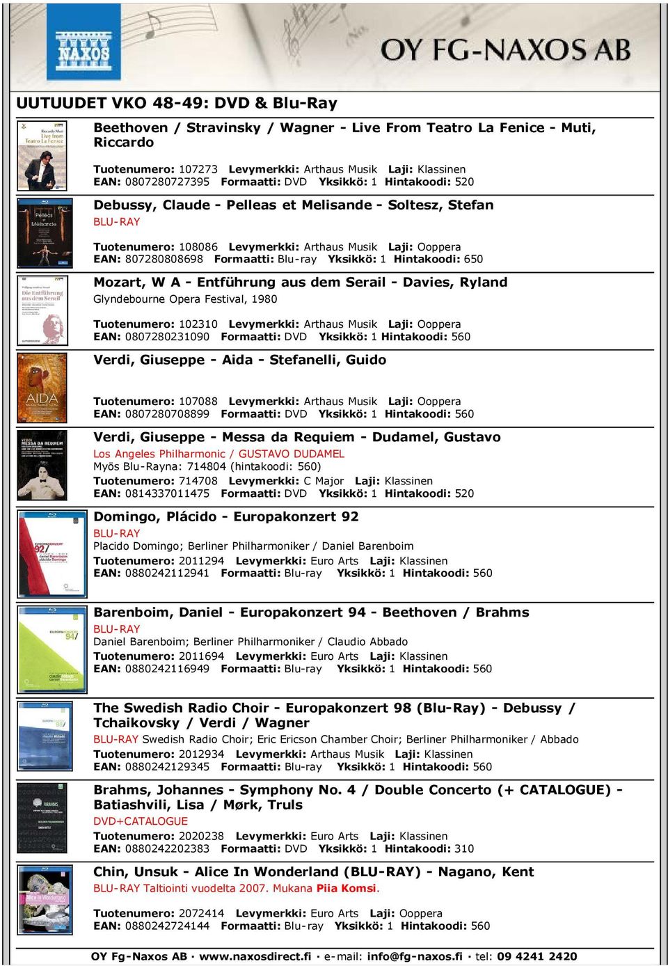 Blu-ray Yksikkö: 1 Hintakoodi: 650 Mozart, W A - Entführung aus dem Serail - Davies, Ryland Glyndebourne Opera Festival, 1980 Tuotenumero: 102310 Levymerkki: Arthaus Musik Laji: Ooppera EAN: