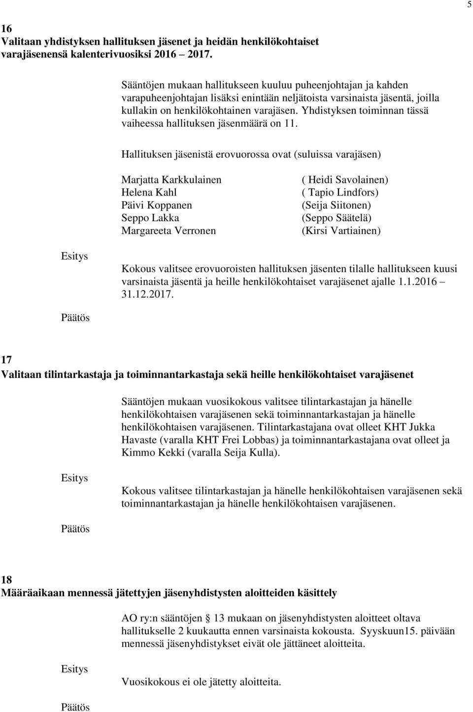 Yhdistyksen toiminnan tässä vaiheessa hallituksen jäsenmäärä on 11.