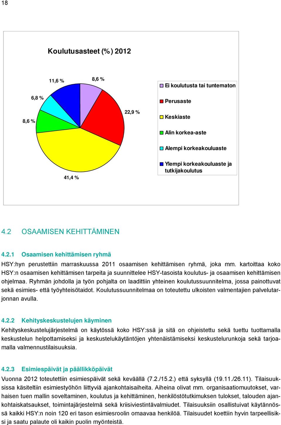 kartoittaa koko HSY:n osaamisen kehittämisen tarpeita ja suunnittelee HSY-tasoista koulutus- ja osaamisen kehittämisen ohjelmaa.
