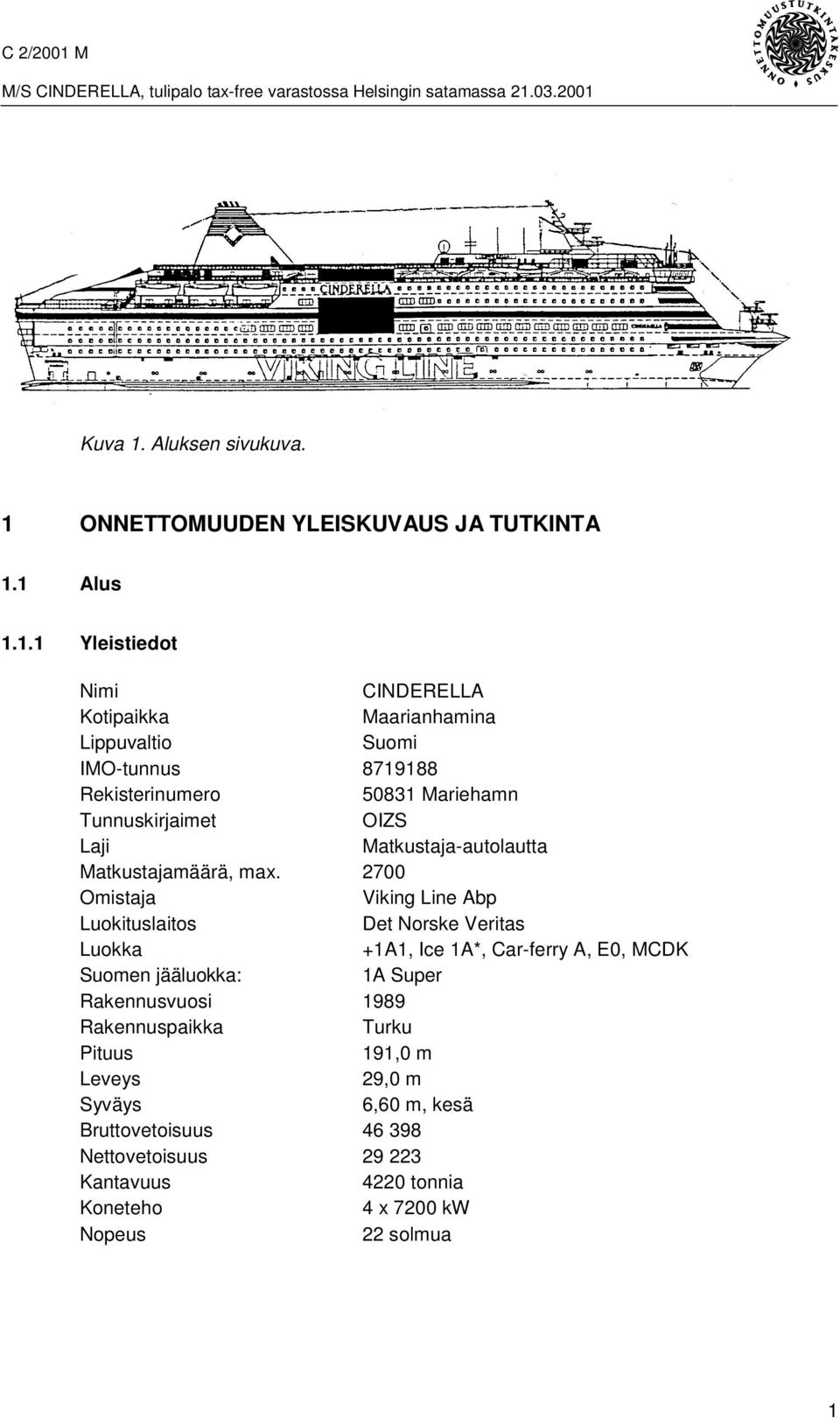 ONNETTOMUUDEN YLEISKUVAUS JA TUTKINTA 1.