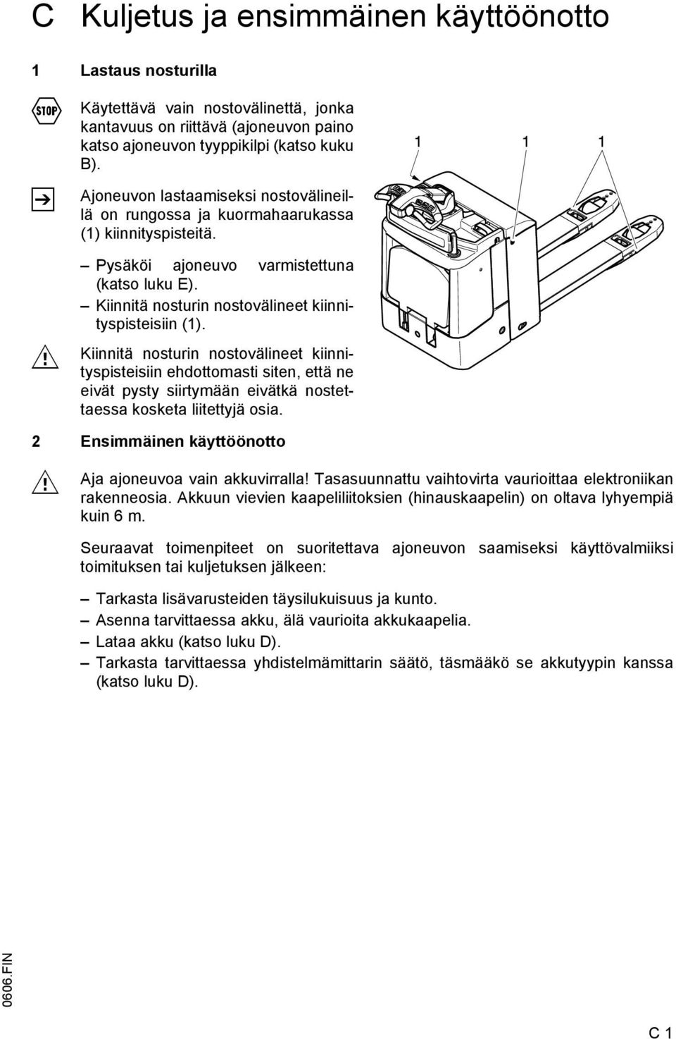 Kiinnitä nosturin nostovälineet kiinnityspisteisiin (1).