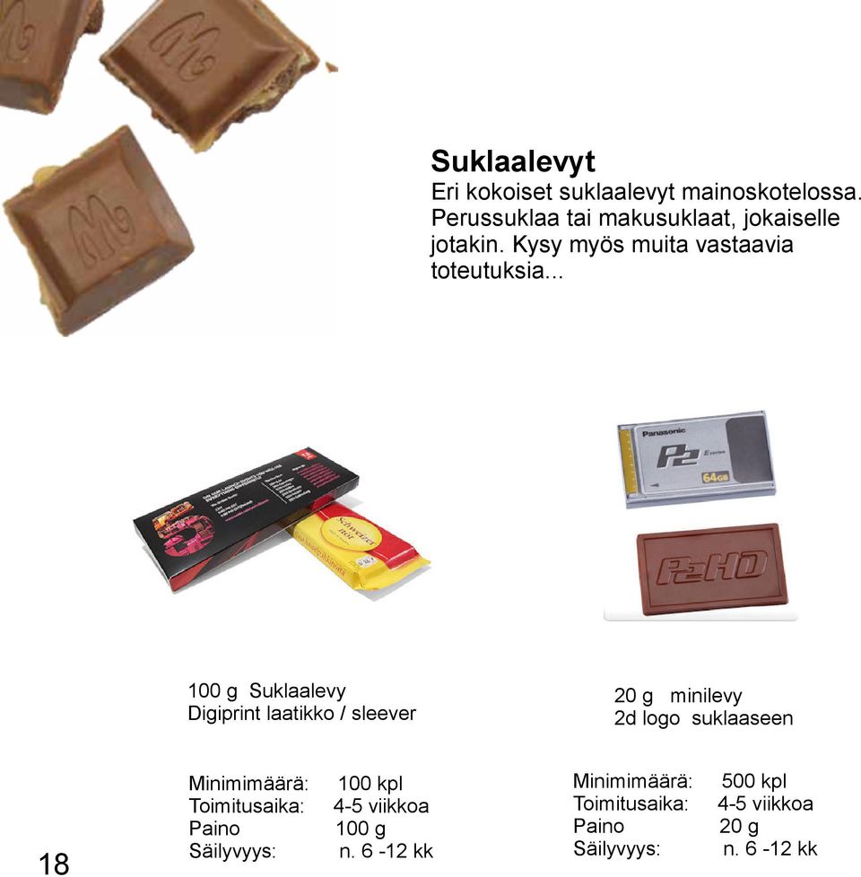 .. 100 g Suklaalevy Digiprint laatikko / sleever 20 g minilevy 2d logo suklaaseen 18