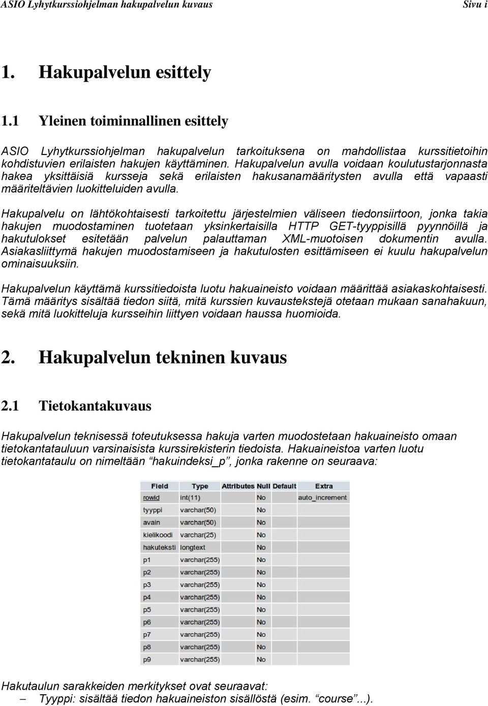 Hakupalvelu on lähtökohtaisesti tarkoitettu järjestelmien väliseen tiedonsiirtoon, jonka takia hakujen muodostaminen tuotetaan yksinkertaisilla HTTP GET-tyyppisillä pyynnöillä ja hakutulokset