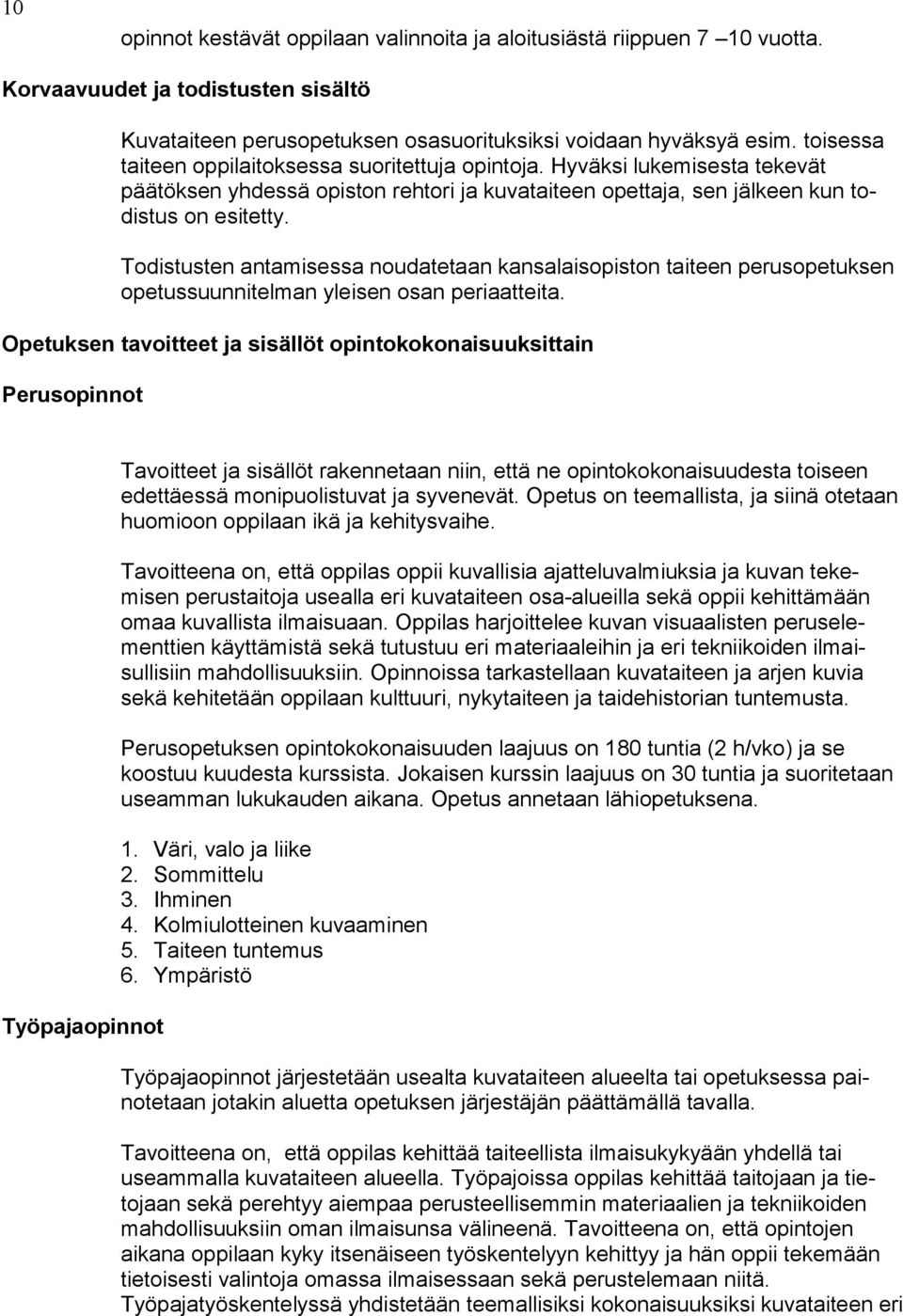 Todistusten antamisessa noudatetaan kansalaisopiston taiteen perusopetuk sen opetussuunnitelman yleisen osan periaatteita.