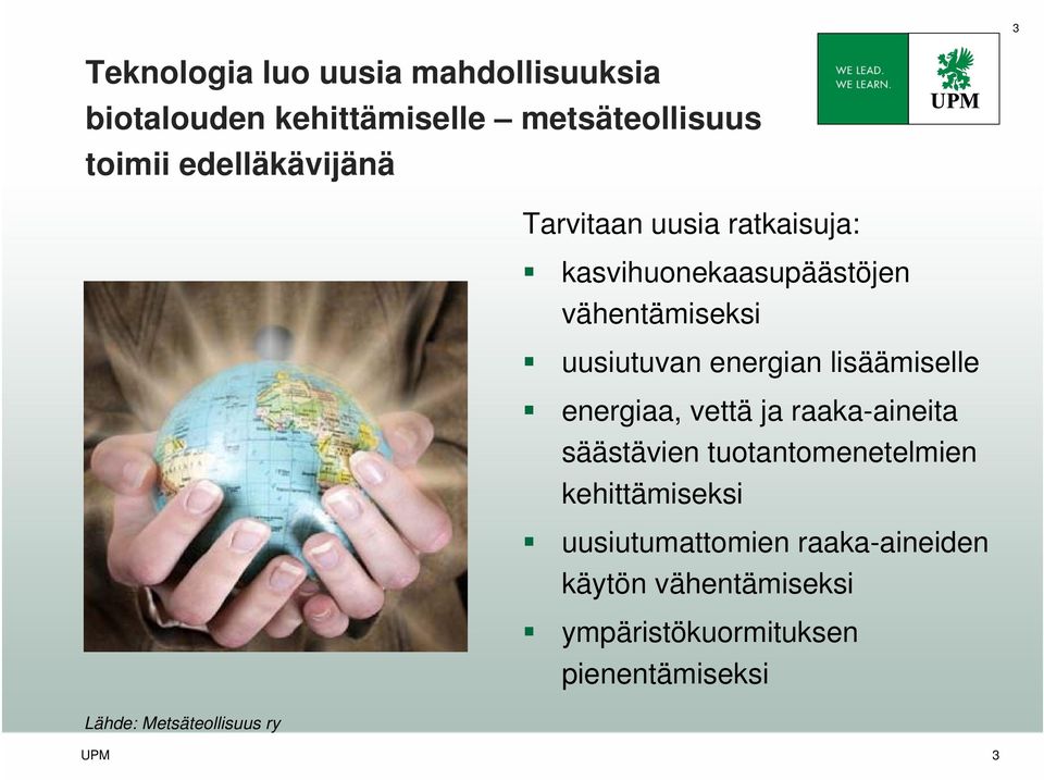 vähentämiseksi uusiutuvan energian lisäämiselle energiaa, vettä ja raaka-aineita säästävien