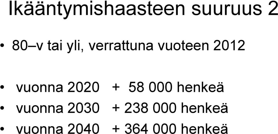 2020 + 58 000 henkeä vuonna 2030 +