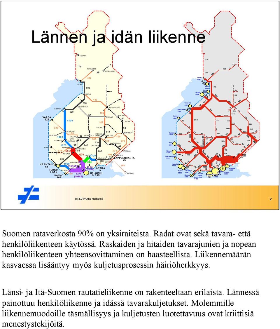 ORIVESI 870 600 3270 LAHTI1720 490 KOUVOLA710 1275 (10481) JYVÄSKYLÄ 2005 980 KEMIJÄRVI 135 SAVONLINNA LUUMÄKI 370 NURMES 100 65 25 LIEKSA 55 270 PARIKKALA IMATRA LAPPEENRANTA 26 266 JOENSUU PIETARI