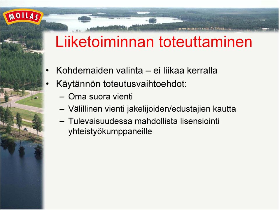 vienti Välillinen vienti jakelijoiden/edustajien kautta