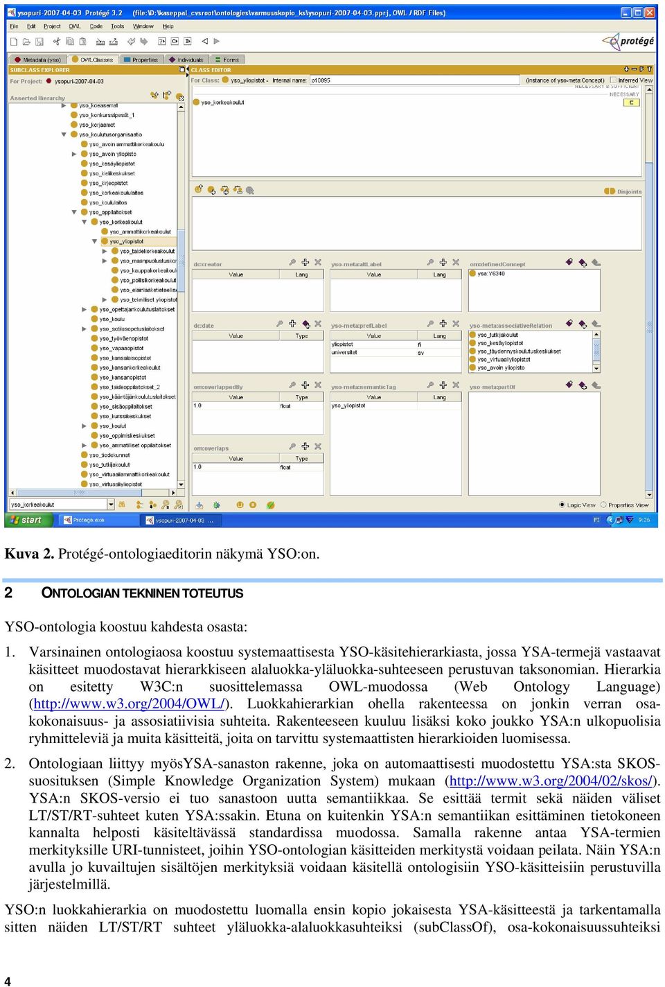 Hierarkia on esitetty W3C:n suosittelemassa OWL-muodossa (Web Ontology Language) (http://www.w3.org/2004/owl/).