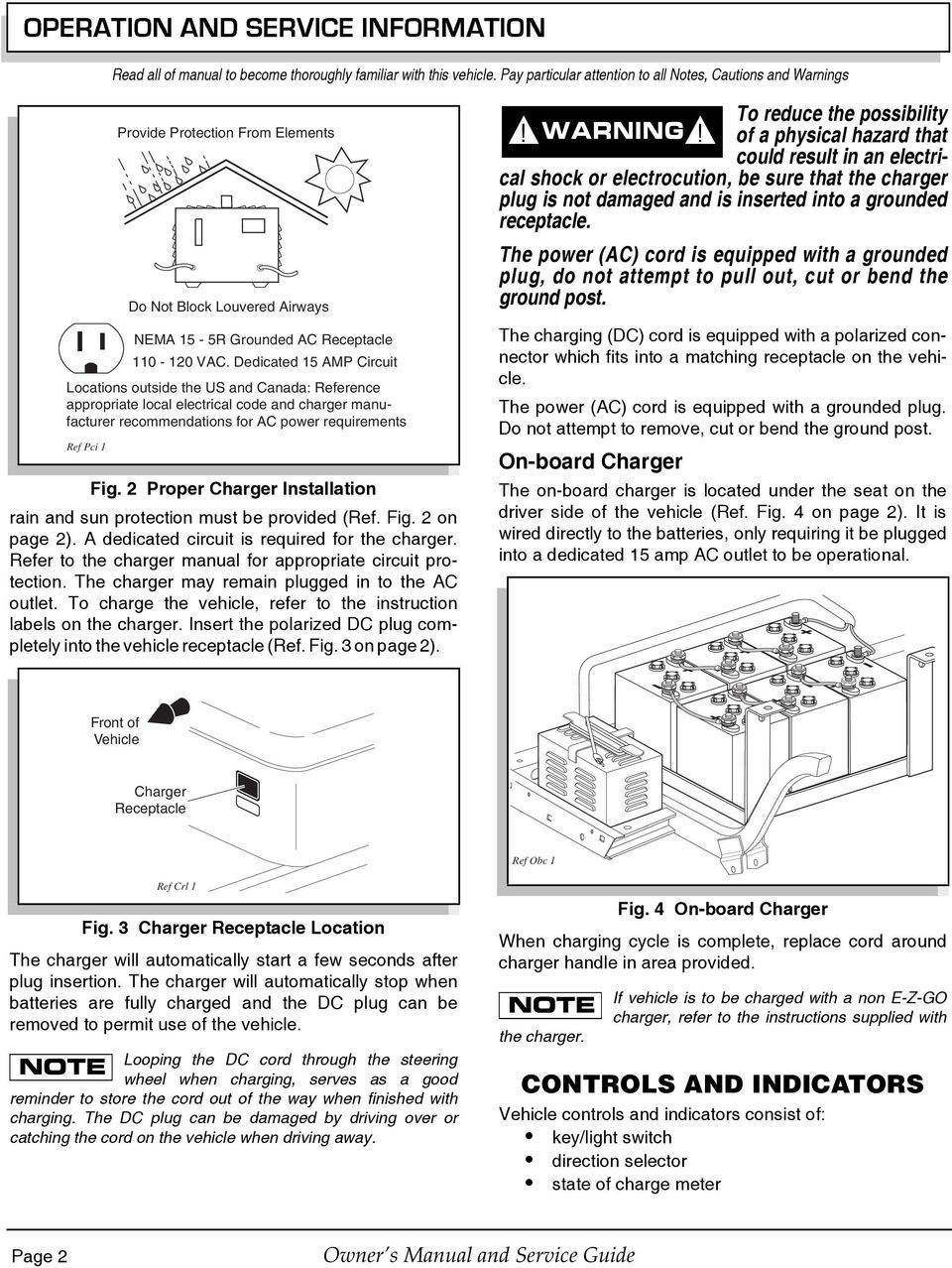 Dedicated 15 AMP Circuit Locations outside the US and Canada: Reference appropriate local electrical code and charger manufacturer recommendations for AC power requirements Ref Pci 1 Fig.