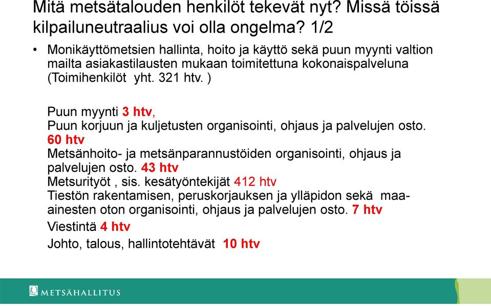 ) Puun myynti 3 htv, Puun korjuun ja kuljetusten organisointi, ohjaus ja palvelujen osto.