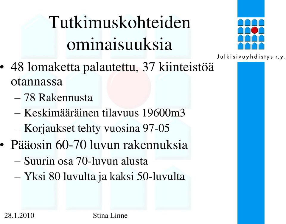 19600m3 Korjaukset tehty vuosina 97-05 Pääosin 60-70 luvun