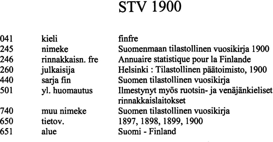 alue finfre Suomenmaan tilastollinen vuosikirja 00 Annuaire statistique pour la Finlande