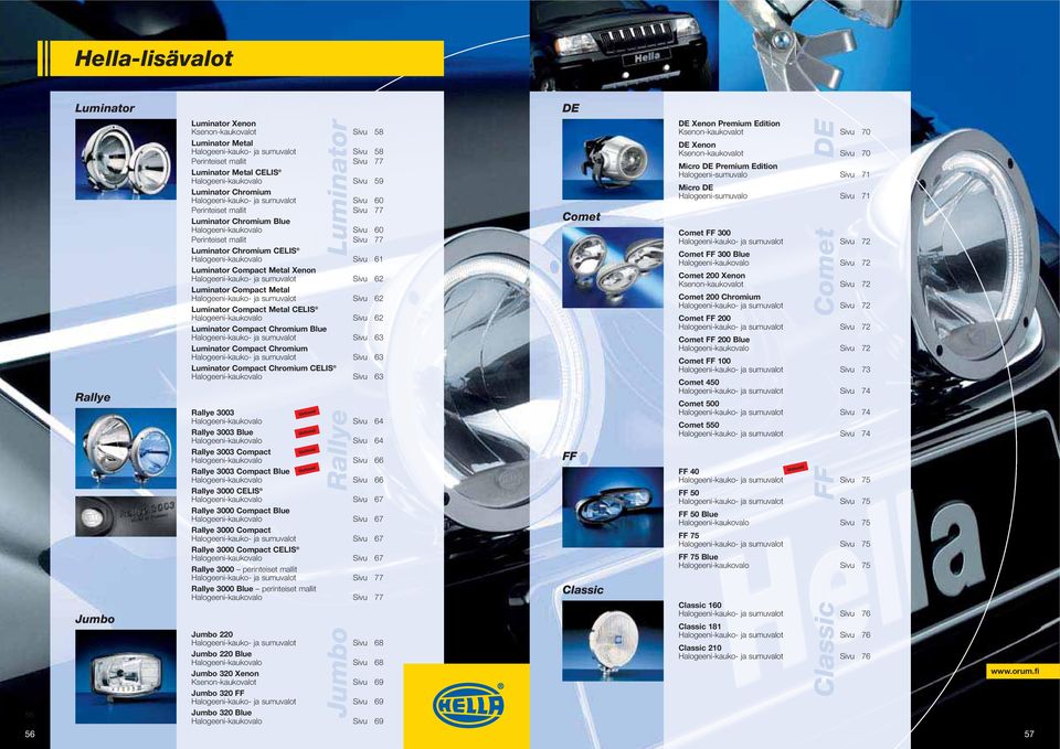 Luminator Chromium CELIS Halogeeni-kaukovalo Sivu 61 Luminator Compact Metal Xenon Halogeeni-kauko- ja sumuvalot Sivu 62 Luminator Compact Metal Halogeeni-kauko- ja sumuvalot Sivu 62 Luminator