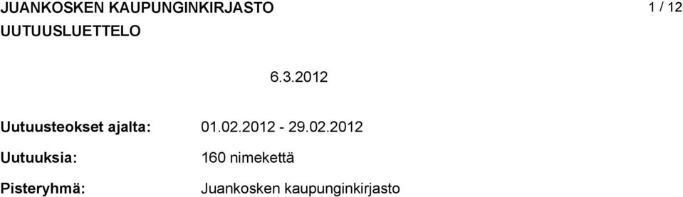 202 Uutuuteoket ajalta: Uutuukia: