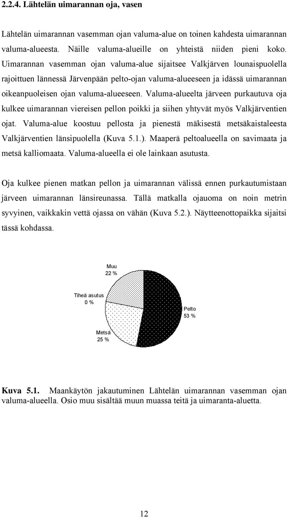 Valuma-alueelta järveen purkautuva oja kulkee uimarannan viereisen pellon poikki ja siihen yhtyvät myös Valkjärventien ojat.