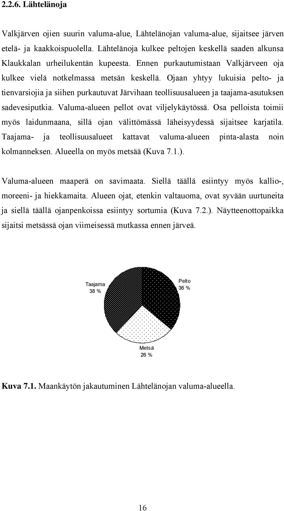 Ojaan yhtyy lukuisia pelto- ja tienvarsiojia ja siihen purkautuvat Järvihaan teollisuusalueen ja taajama-asutuksen sadevesiputkia. Valuma-alueen pellot ovat viljelykäytössä.